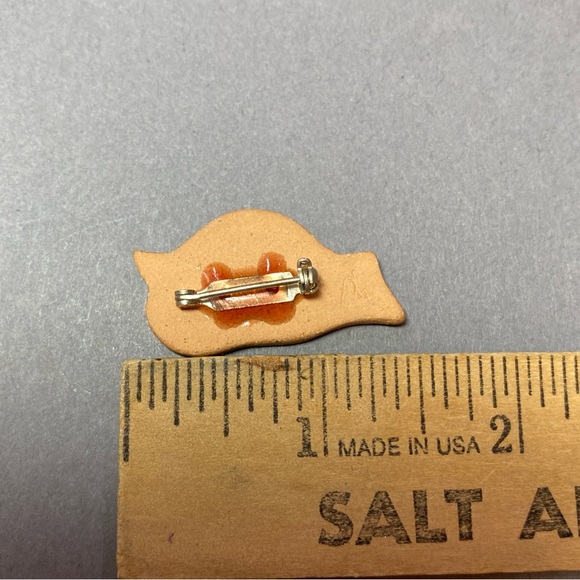 Artisan pottery ceramic blue bird pin brooch - Picture 3 of 4